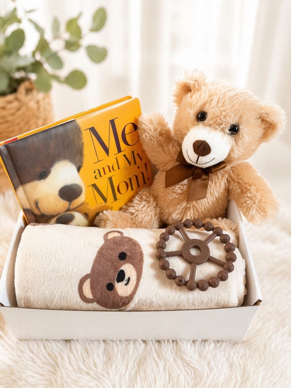 Plush Teddy Bear Gift Set with Brown Bear Blanket - Kids Toys